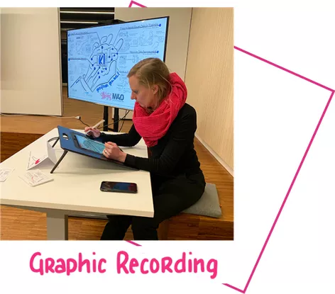 Christine Münzenmaier beim Graphic Recording zum Thema Künstliche Intelligenz in Kirchheim/Teck